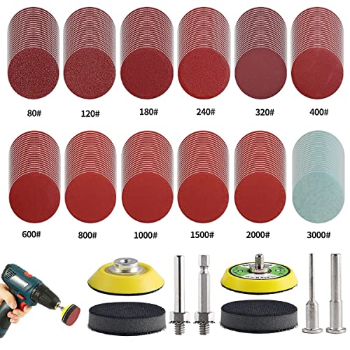 244 Stück Schleifscheiben Pad Kit Körnung 80 120 180 240 320 400 600 800 1000 1500 2000 3000 Schleifpapier Rund 50mm mit Polierpad Schleifscheiben Rund Klett für Heimdekoration von IXTIX