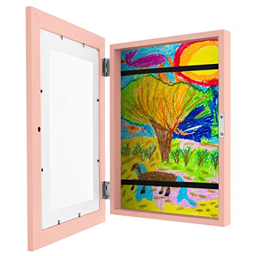 IXTIX Bilderrahmen für Kinderzeichnungen, A4 Befüllbar Kunstfotorahmen für Kinder, Aufklappbar Kinder Kunst Bilderrahmen, Fasst 150 Kunstwerke, Frontöffnung Bilderrahmen für Kunstwerke (Rosa) von IXTIX