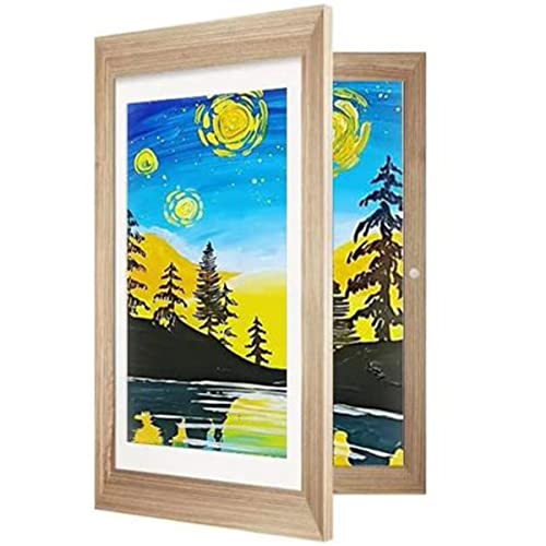 IXTIX Bilderrahmen für Kinderzeichnungen, A4 Befüllbar Kunstfotorahmen für Kinder, Aufklappbar Kinder Kunst Bilderrahmen, Frontöffnung Bilderrahmen für Kunstwerke 1 Stück (Holz) von IXTIX