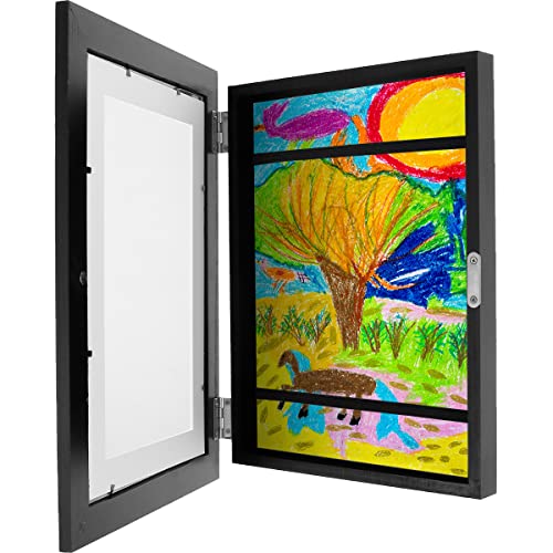 IXTIX Bilderrahmen für Kinderzeichnungen, A4 Befüllbar Kunstfotorahmen für Kinder, Aufklappbar Kinder Kunst Bilderrahmen, Frontöffnung Bilderrahmen für Kunstwerke 1 Stück (Schwarz) von IXTIX