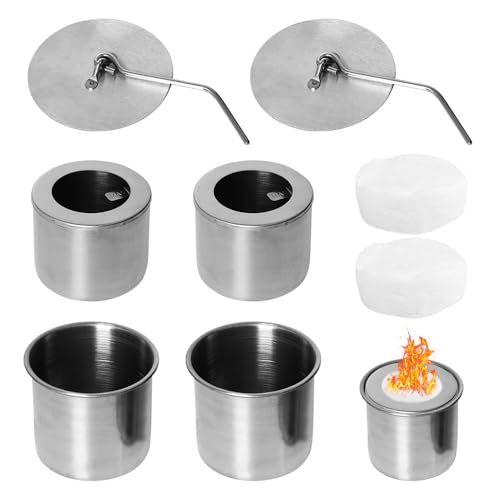 2 +2 +2 Ethanol Brennkammer Set, Bioethanol Brennertopf, Ethanol Brenner für Brennkammer mit Feuerlöscher-Abdeckung, Bio Ethanol Tisch Feuerstelle Kit, Universell zu Brennkammer für Tischkamin von IXYHKB