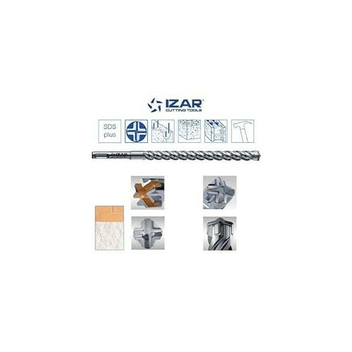 SDS+ Betonbohrer SDS+ 4 Schneiden, selbstzentrierende Spitze aus Karbid, 5 bis 30 mm, mehrere Längen pro Größen (SDS-Betonbohrer + 4 Köpfe 18 x 450 mm) von IZAR