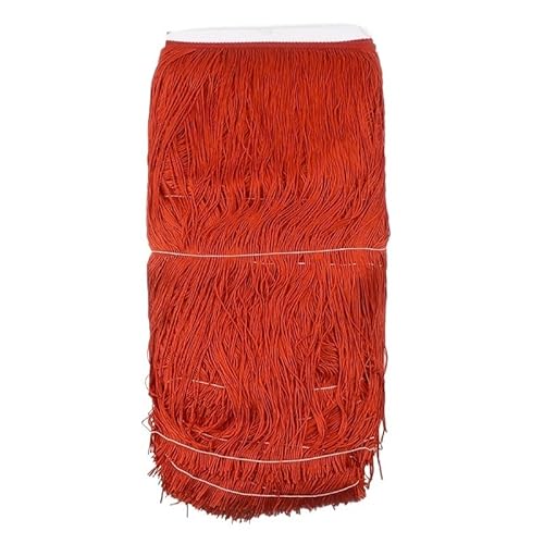 Fransenborte, Fransen 1/2/5 m, 50 cm, Polyester-Quastenfransenbesatz, bunte lange Quasten, Besatz for Bühnenkleidung, lateinamerikanisches Tanzkleid, Spitzen-Nähzubehör(Red,5Meters) von IZHAOGJING
