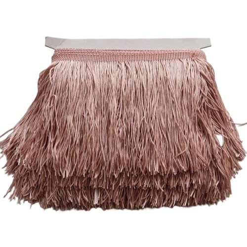 Fransenborte, Fransen 1 Meter, 25 Farben, schöne, 20 cm lange Spitzenfransenbesatz, Polyester-Quaste, Fransenbesatz, DIY-Lateinamerika-Kleid, Bühnenkleidung, Zubehör(Meat Pink) von IZHAOGJING