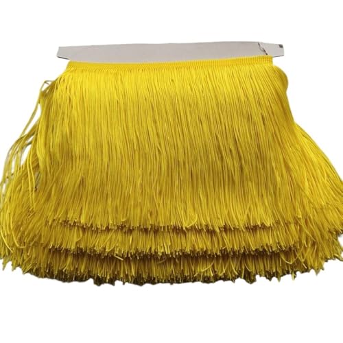 Fransenborte, Fransen 1 Meter, 25 Farben, schöne, 20 cm lange Spitzenfransenbesatz, Polyester-Quaste, Fransenbesatz, DIY-Lateinamerika-Kleid, Bühnenkleidung, Zubehör(Yellow) von IZHAOGJING