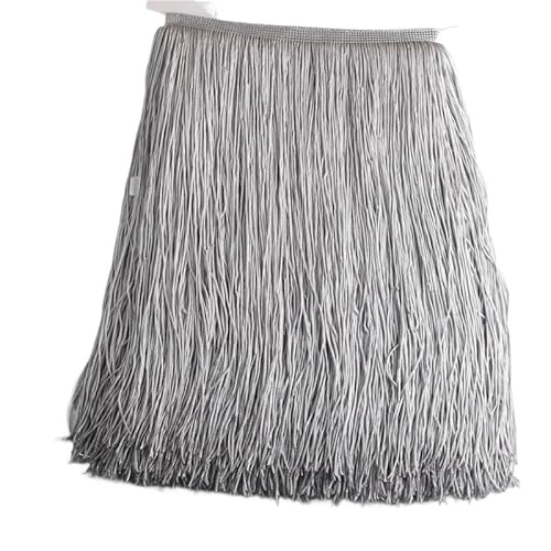 Fransenborte, Fransen 1 Meter/los 30 cm Lange Fransen Spitze Quaste Polyester Trim Band Latin Dance Rock Vorhang for Nähen(Gray) von IZHAOGJING
