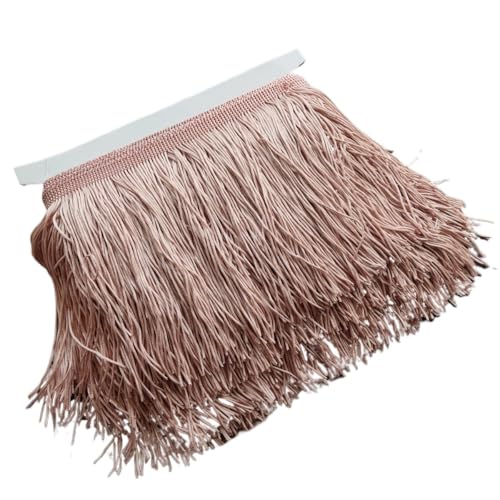 Fransenborte, Fransen 1 Meter 10 Farben 20CM Lange Spitze Fransenbesatz Polyester Quaste for Kleid Bühne Kleidungsstück Vorhang Zubehör(Meat Pink) von IZHAOGJING