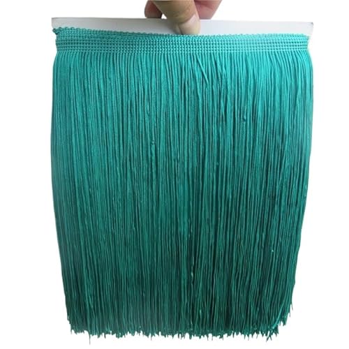 Fransenborte, Fransen 1 Yard/Lot 25 CM Lange Polyester Spitze Quaste Fringe Weiß Trim Band Nähen Latein Kleid Bühne Kleidungsstück Vorhang DIY Zubehör(Dark green) von IZHAOGJING