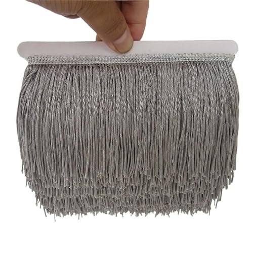 Fransenborte, Fransen 1 Yard/lot 10 CM Lange Spitze Fransenbesatz Polyester Quaste Diy Latin Kleid Bühne Kleiden Zubehör band(Gray) von IZHAOGJING
