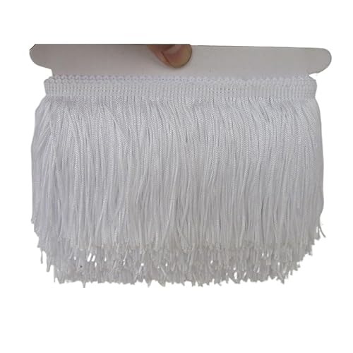 Fransenborte, Fransen 1 Yard/lot 10 CM Lange Spitze Fransenbesatz Polyester Quaste Diy Latin Kleid Bühne Kleiden Zubehör band(White) von IZHAOGJING