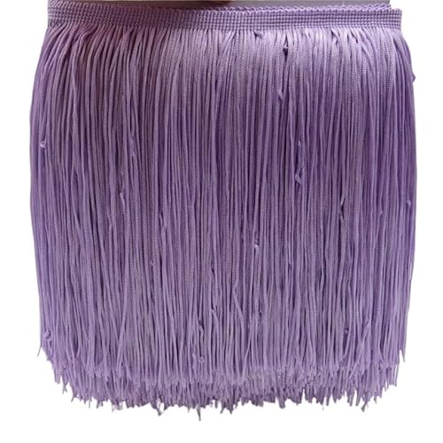 Fransenborte, Fransen 1 Yard 20CM Lange Polyester Quaste Fringe Lace Trim Band Nähen Latin Kleid Bühne Kleidungsstück Vorhang Zubehör(Light purple) von IZHAOGJING
