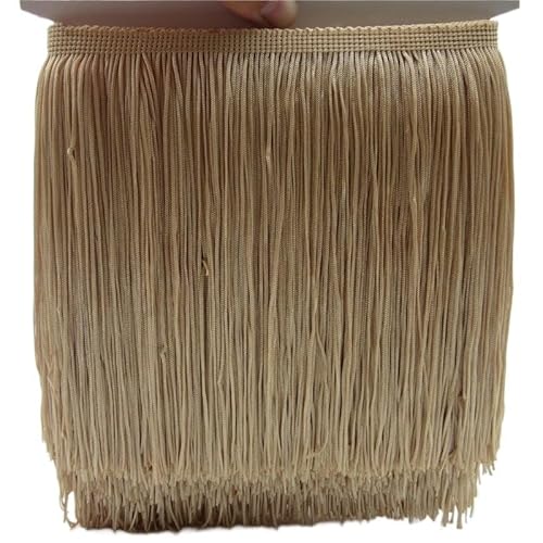 Fransenborte, Fransen 1 Yard 20CM Lange Polyester Quaste Fringe Lace Trim Band Nähen Latin Kleid Bühne Kleidungsstück Vorhang Zubehör(Skin color) von IZHAOGJING