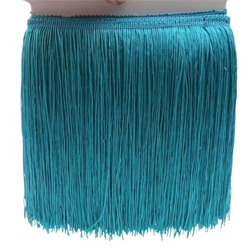 Fransenborte, Fransen 1 Yard 20CM Lange Polyester Quaste Fringe Lace Trim Band Nähen Latin Kleid Bühne Kleidungsstück Vorhang Zubehör(Sky blue) von IZHAOGJING
