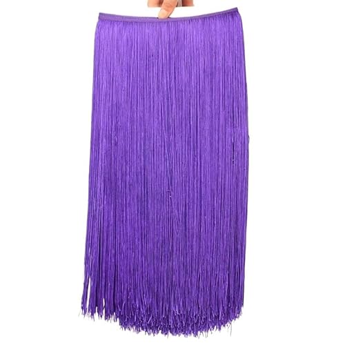 Fransenborte, Fransen 10 Meter 50CM Lange Spitze Fransenbesatz Quaste Weiß for Diy Latein Kleid Bühne Kleidung Zubehör Band(PURPLE,5Meters) von IZHAOGJING