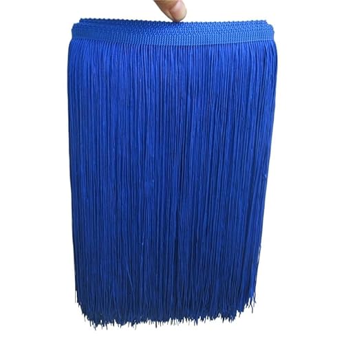 Fransenborte, Fransen 10 Yard/lot 30 CM Lange Polyester Quaste Afrikanische Spitze Fransenbesatz for Nähen Lateinischen Kleid Bekleidungszubehör Band(BLUE 2,5yards) von IZHAOGJING