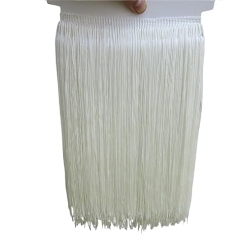Fransenborte, Fransen 10 Yard/lot 30 CM Lange Polyester Quaste Afrikanische Spitze Fransenbesatz for Nähen Lateinischen Kleid Bekleidungszubehör Band(Beige,5yards) von IZHAOGJING