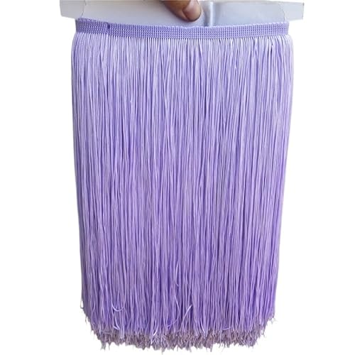 Fransenborte, Fransen 10 Yard/lot 30 CM Lange Polyester Quaste Afrikanische Spitze Fransenbesatz for Nähen Lateinischen Kleid Bekleidungszubehör Band(Light purple,10yards) von IZHAOGJING