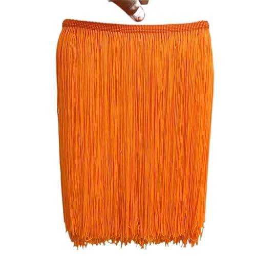 Fransenborte, Fransen 10 Yard/lot 30 CM Lange Polyester Quaste Afrikanische Spitze Fransenbesatz for Nähen Lateinischen Kleid Bekleidungszubehör Band(Orange,5yards) von IZHAOGJING