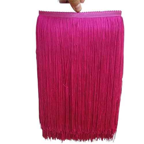 Fransenborte, Fransen 10 Yard/lot 30 CM Lange Polyester Quaste Afrikanische Spitze Fransenbesatz for Nähen Lateinischen Kleid Bekleidungszubehör Band(Rose,5yards) von IZHAOGJING