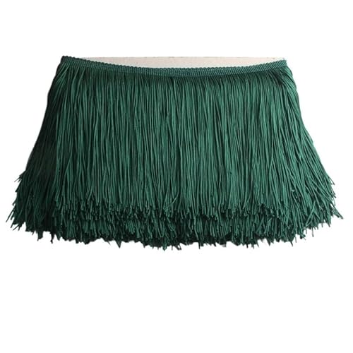 Fransenborte, Fransen 10 Yards 15 cm lange Quastenfransen-Spitzenbesatzband Quasten for Vorhänge Kleider Fransen for Nähen von Besätzen Zubehör Basteln(Dark green,10 yards) von IZHAOGJING
