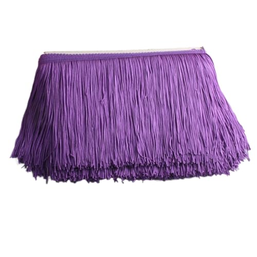 Fransenborte, Fransen 1yards /Lot 15cm Lange Fransen Spitze Quaste Polyester Trim Band Latin Dance Rock Vorhang for Nähen(Purple) von IZHAOGJING
