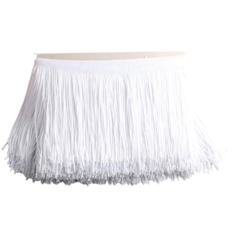Fransenborte, Fransen 1yards /Lot 15cm Lange Fransen Spitze Quaste Polyester Trim Band Latin Dance Rock Vorhang for Nähen(White) von IZHAOGJING