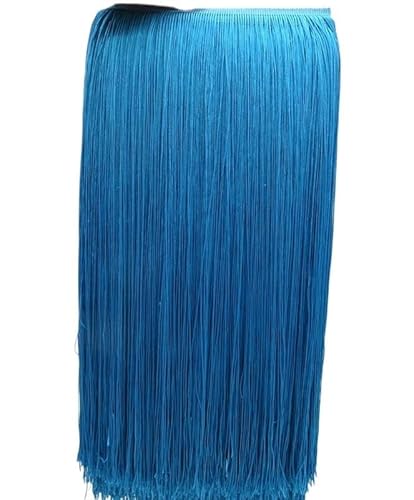 Fransenborte, Fransen 2 Meter/los 50 CM/100 CM Lange Spitze Quaste Trimmen Fringe for DIY Latin Kleid Bühne Kleidung Vorhang Zubehör Band(Lake blue,100CM Wide) von IZHAOGJING
