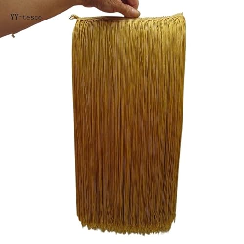 Fransenborte, Fransen 2 Yards 100CM Lange Spitze Fringe Trim Quaste Trimmen for Diy Latin Kleid Bühne Kleidung Zubehör Band(Gold) von IZHAOGJING
