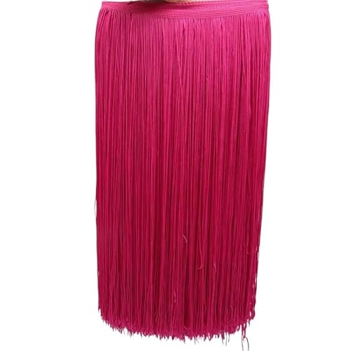 Fransenborte, Fransen 2 Yards 100CM Lange Spitze Fringe Trim Quaste Trimmen for Diy Latin Kleid Bühne Kleidung Zubehör Band(Rose) von IZHAOGJING