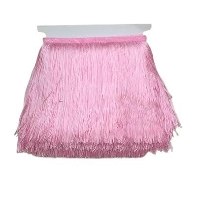 Fransenborte, Fransen 20 cm 30 lange Fransen Spitzenquaste Polyesterbesatz Lateintanzrock Vorhang Kleidungsstücke Zubehör Besatz for Nähen(Light pink,30cm) von IZHAOGJING