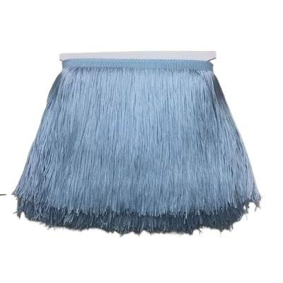 Fransenborte, Fransen 20 cm 30 lange Fransen Spitzenquaste Polyesterbesatz Lateintanzrock Vorhang Kleidungsstücke Zubehör Besatz for Nähen(Sky blue,30cm) von IZHAOGJING