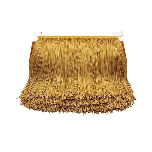 Fransenborte, Fransen 20 cm lange Fransen-Spitzenquaste, Polyester-Spitzenbesatz, Band for Nähen von lateinamerikanischen Kleidern, Bühnenbekleidung, Vorhängen, DIY-Nähzubehör(Gold 2,5yard) von IZHAOGJING
