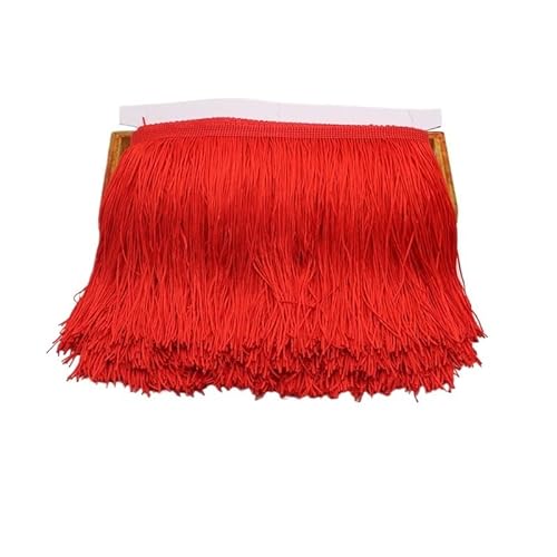 Fransenborte, Fransen 20 cm lange Fransen-Spitzenquaste, Polyester-Spitzenbesatz, Band for Nähen von lateinamerikanischen Kleidern, Bühnenbekleidung, Vorhängen, DIY-Nähzubehör(Red,10yard) von IZHAOGJING