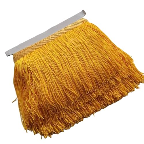 Fransenborte, Fransen 5/10 Meter Wunderschöne 15 cm lange Spitzenfransenbesatz Polyester Quaste Fransenbesatz Diy Latein Kleid Bühnenkleidung Zubehör(Golden Yellow,5Meters) von IZHAOGJING