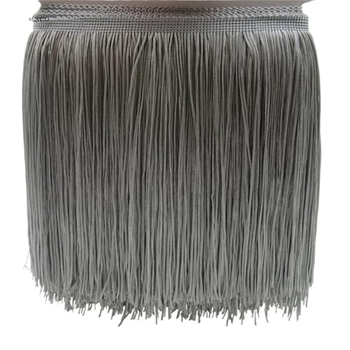 Fransenborte, Fransen 5 Meter/los 20 CM Lange Spitze Fransenbesatz Quaste for Diy Latin Kleid Bühnenkleidung Zubehör Spitzenband(Gray) von IZHAOGJING