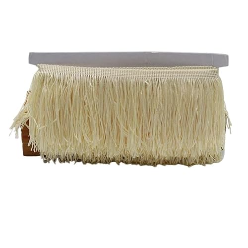 Fransenborte, Fransen 9/15/20/28 cm Quaste Fransenbesatz Polyester Lange Fransen Nähen for Kleidung Kleid Vorhang Band Quasten for Handwerk Zubehör(Beige,15cm) von IZHAOGJING