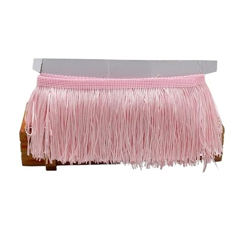 Fransenborte, Fransen 9/15/20/28 cm Quaste Fransenbesatz Polyester Lange Fransen Nähen for Kleidung Kleid Vorhang Band Quasten for Handwerk Zubehör(Light Pink,9cm) von IZHAOGJING