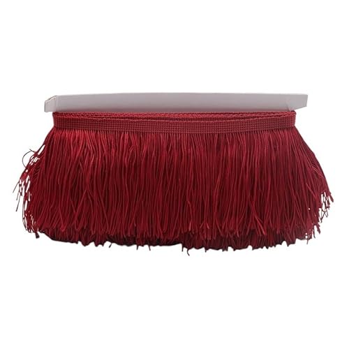 Fransenborte, Fransen 9/15/20/28 cm Quaste Fransenbesatz Polyester Lange Fransen Nähen for Kleidung Kleid Vorhang Band Quasten for Handwerk Zubehör(Maroon,15cm) von IZHAOGJING