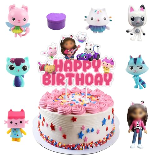Iamred 9 Stück Gabys Dolhouse Mini Figuren Set Junge, Gaby Dolhouse Figuren Tortendeko, Mini Tortenfiguren, Kuchen Deko Kindergeburtstag, Happy Birthday Cake Topper für Geburtstag Party Supplies von Iamred