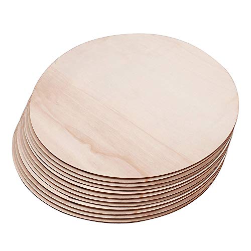 12 Stücke Unfertige Holzrunde, 20 cm/ 7.87 zoll Holzscheiben, Holzkreiszeichen, Holzrunden Scheiben, für Zeichenbrett, Kunsthandwerk, DIY Kunst (Rund) von Ianulus