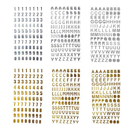 Buchstaben Aufkleber, 6 Stück Selbstklebende Alphabet Aufkleber, Goldene Alphabet Aufkleber, Glitter Letter Aufkleber für Grußkartendekoration, Geschenke, DIY Kunsthandwerk (Gold und Silber) von Ianulus