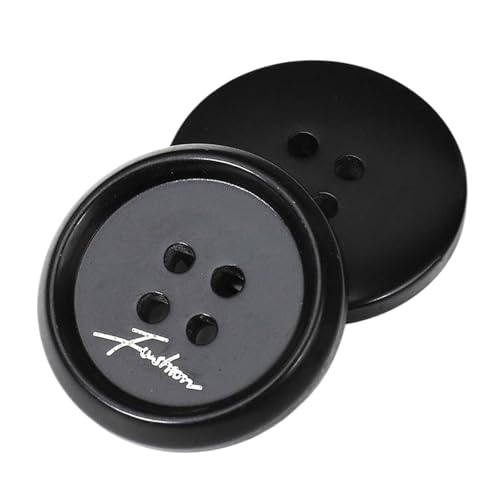 6 runde Vierloch-Knöpfe, 15 mm bis 30 mm (schwarz, 28 mm, 6 Stück) von Iaunuqu