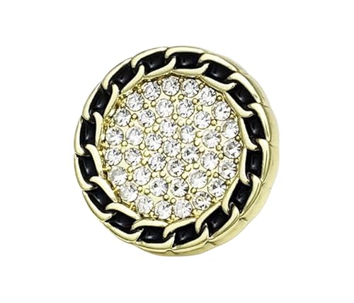 Metallknöpfe mit Kristallverzierung, 15 mm - 22,5 mm (Goldschwarz, 15 mm, 5 Stück) von Iaunuqu