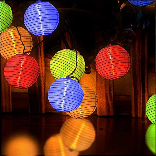 Ibello Lichterkette Außen Solar Lichterkette Aussen Lampions Wetterfest Laterne 20 LED 3M Terrassen Deko Lichter Dekoration für Balkon Garten Bäume Terrasse Partys Außen und Innen (Bunt) von Ibello