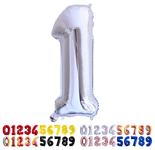Folienballon Nummer 1 Silber Riesige Luftballons Zahl Silber Party Geburtstag Dekoration Jubiläum Hochzeit Größe 70cm mit Zubehör zum Aufblasen von Luft oder Helium Folienballon Nummer 1 Silber Riesige Luftballons Zahl Silber Party Geburtstag Dekoration Jubiläum Hochzeit Größe 70cm mit Zubehör zum Aufblasen von Luft oder Helium von Ibera