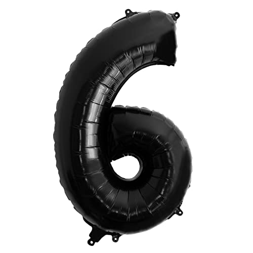 Folienballon Nummer 6 schwarz Riesen-Luftballons Nummer 6 Party Geburtstag Dekoration Jubiläum Hochzeit Größe 70 cm mit Zubehör zum Aufblasen von Luft oder Helium von Ibera