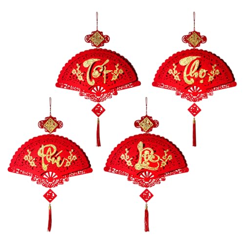 Ibuloule Chinesische Neujahrs Dekoration 2024, Rote Chinesische Knoten Fu Figur, Frühlingsfest Dekoration, Chinesische Knoten Quasten Dekoration für Türen, Wände von Ibuloule