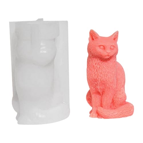 Ibuloule Katzenform, Katzenkerzenform - Katzen-Silikon-Kuchenform - Niedliche 3D-Katzenformen für Kunstharz-Bastelarbeiten, Cartoon-Katzen-Epoxidharz-Formen, hübsche Kätzchen-Gips-Kerzenform von Ibuloule