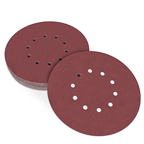 225mm Schleifpapier 120 Körnung, 225mm Scheiben 9 inch Klett Schleifpads für Trockenbauschleifer Exzenterschleifer 225mm(25 Stück, 10 Loch) von Icastny