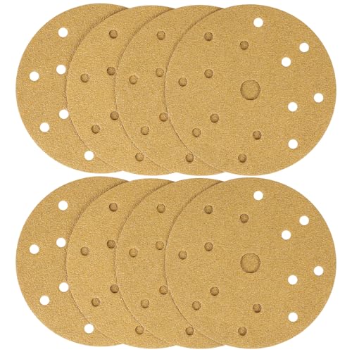 40 Stück Schleifscheiben für Exzenterschleifer, 150mm Schleifpapier mit 15 Loch, 6 inch Klett Schleifblätter für Holzwerkstoffe Spanplatte Metall (80 körnung, Gelb) von Icastny